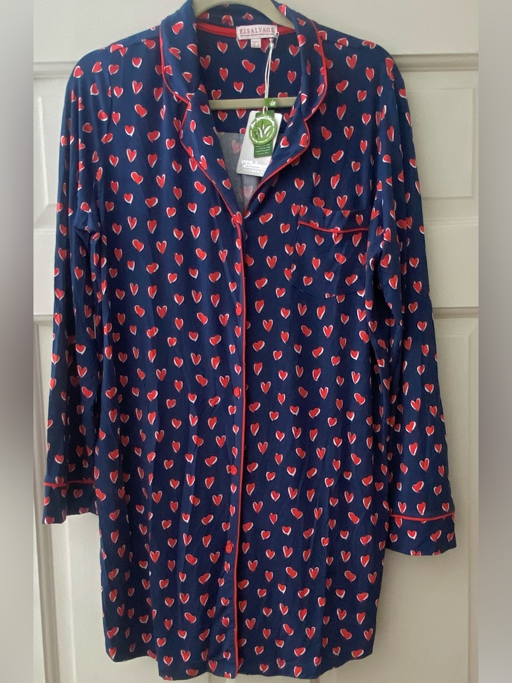 Comfy P.J. SALVAGE Love You More Nightshirt navy with Red Heart Print - Picture 5 of 11